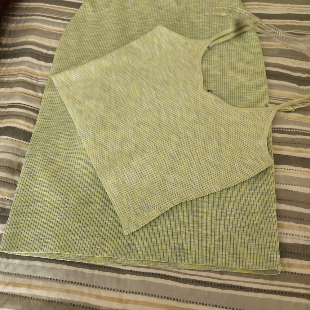 Express Light Green Striped Two-Piece Set